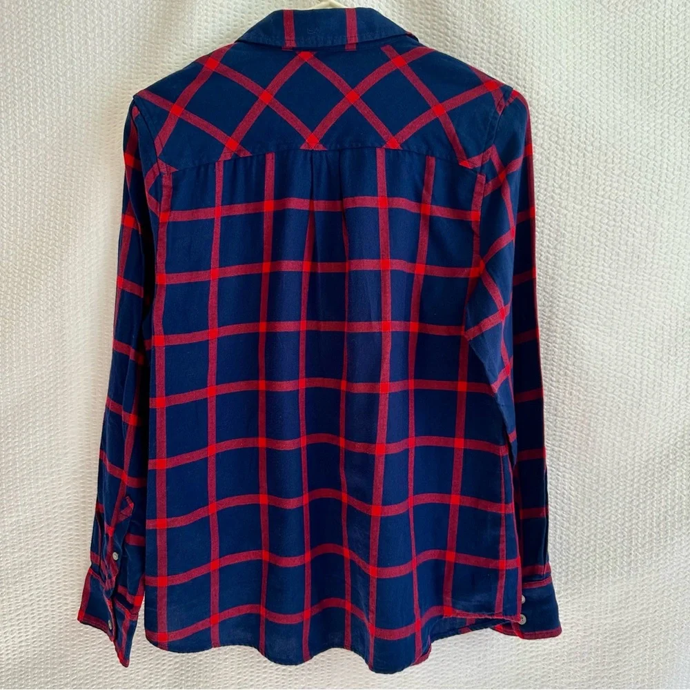 J.Crew Pine Ridge Navy Red Plaid Flannel Button Front Shirt Women’s Medium